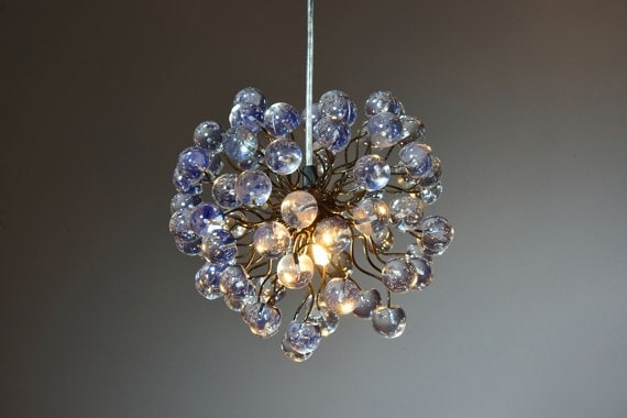 Modern pendant lights with clear bubbles, handmade kitchen pendant light.