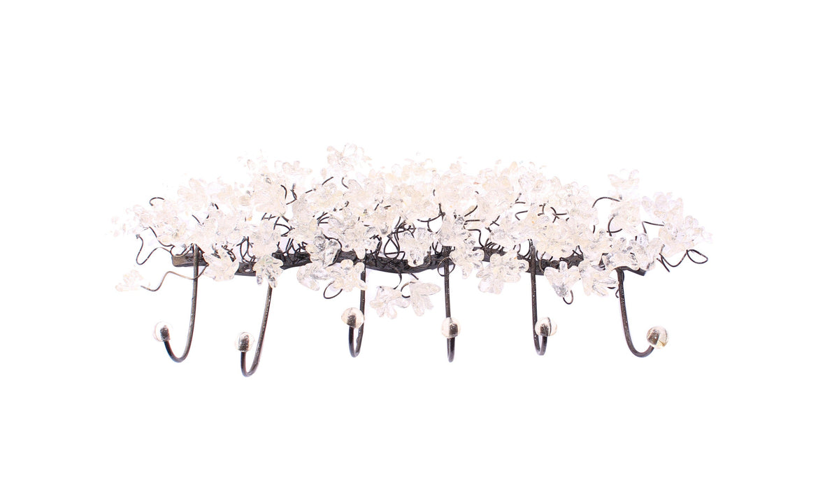 Unique hooks Coat Rack, Wall Hook with clear transparent resin flowers, decorative wall hanger.