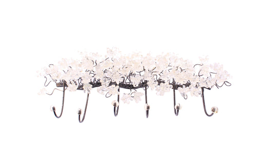 Unique hooks Coat Rack, Wall Hook with clear transparent resin flowers, decorative wall hanger.