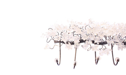 Unique hooks Coat Rack, Wall Hook with clear transparent resin flowers, decorative wall hanger.