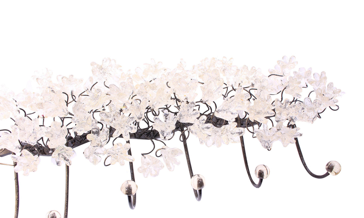 Unique hooks Coat Rack, Wall Hook with clear transparent resin flowers, decorative wall hanger.