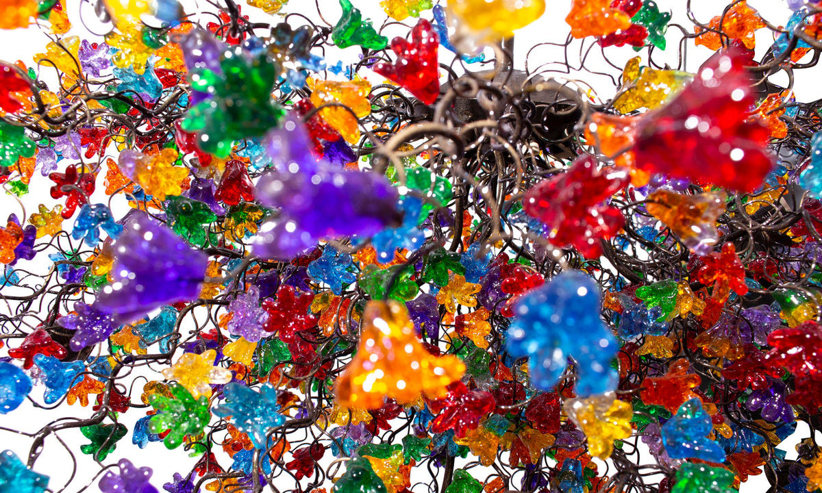 Rainbow Flower Resin Chandelier: Large Modern Hanging Light Decor
