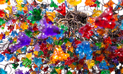 Rainbow Flower Resin Chandelier: Large Modern Hanging Light Decor