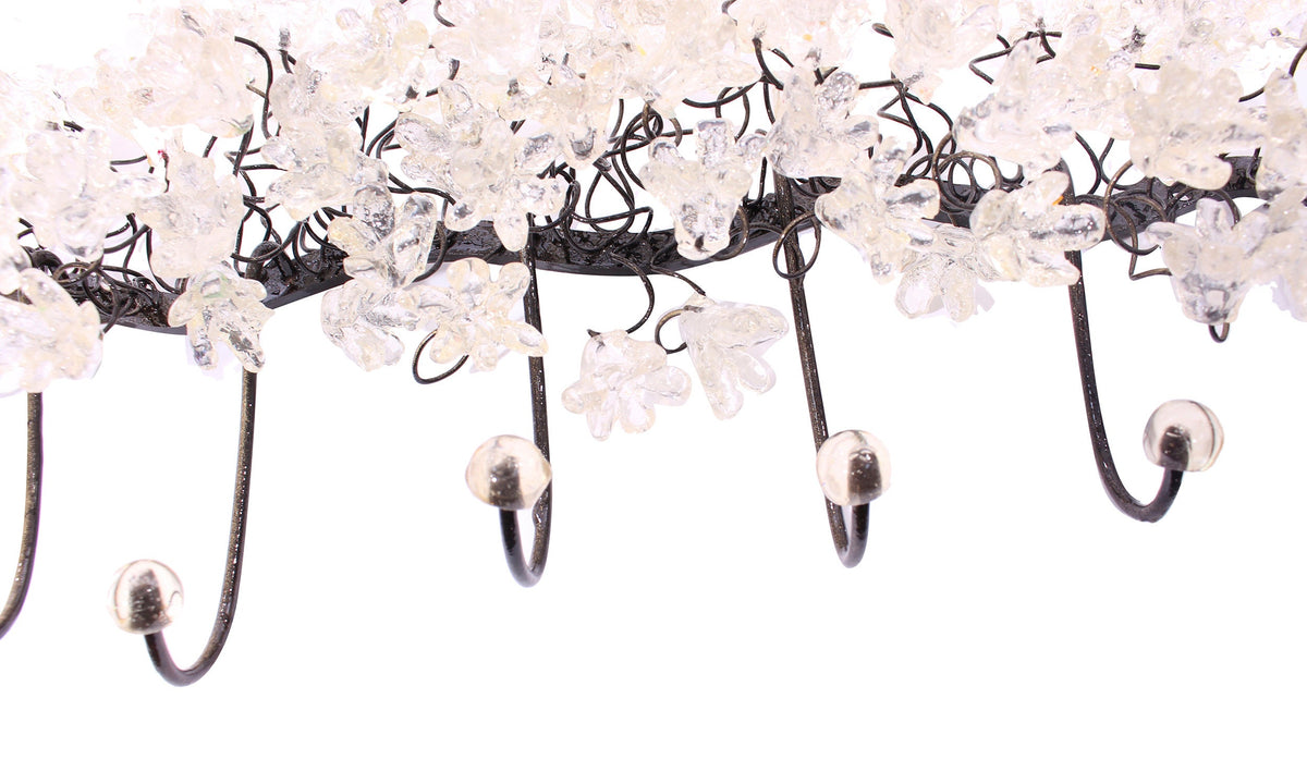 Unique hooks Coat Rack, Wall Hook with clear transparent resin flowers, decorative wall hanger.