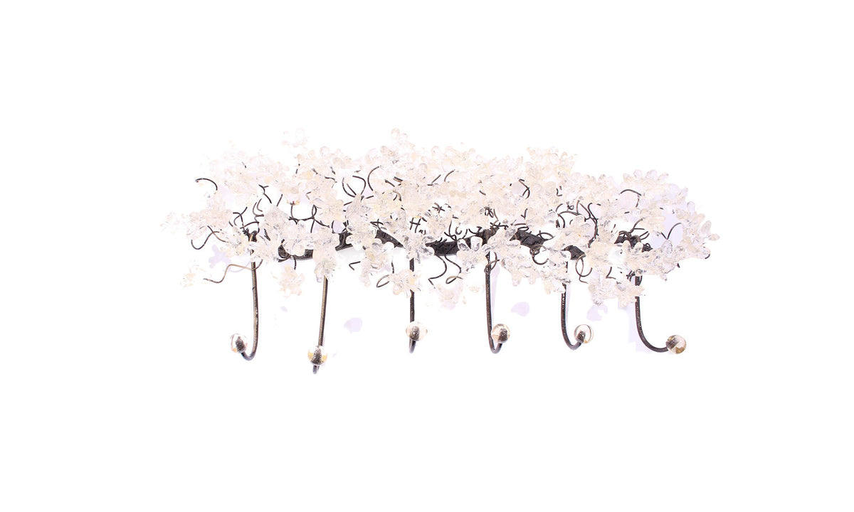 Unique hooks Coat Rack, Wall Hook with clear transparent resin flowers, decorative wall hanger.