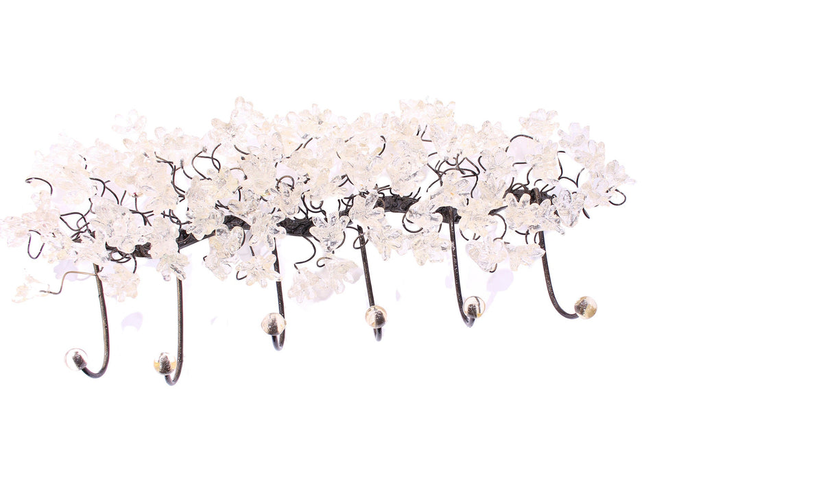 Unique hooks Coat Rack, Wall Hook with clear transparent resin flowers, decorative wall hanger.