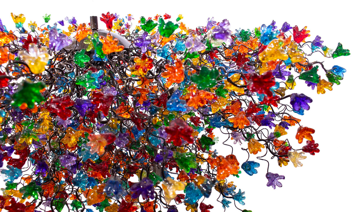 Rainbow Flower Resin Chandelier: Large Modern Hanging Light Decor