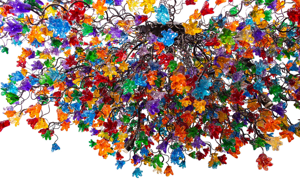 Rainbow Flower Resin Chandelier: Large Modern Hanging Light Decor