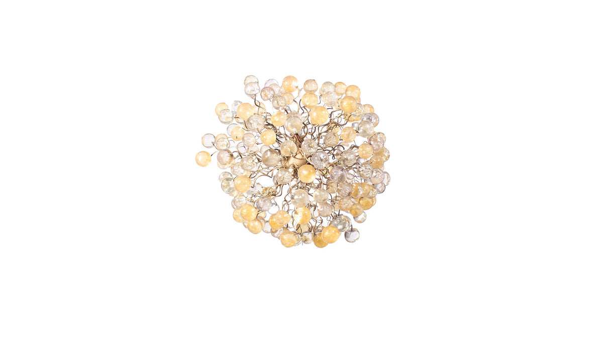 Sparkling Modern Hanging Chandelier with Gold and Clear Bubbles - Elegant and Exclusive Lighting Fixture for Dining Room, Living Room,