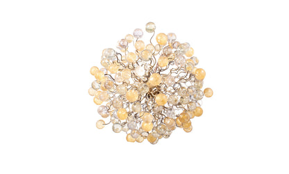 Sparkling Modern Hanging Chandelier with Gold and Clear Bubbles - Elegant and Exclusive Lighting Fixture for Dining Room, Living Room,