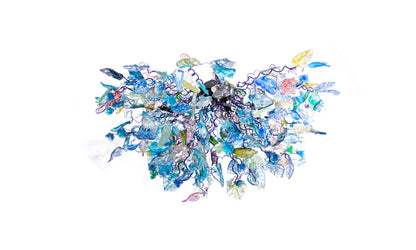 Large Hanging chandeliers with mix of Sea color flowers & leaves for Dining Room