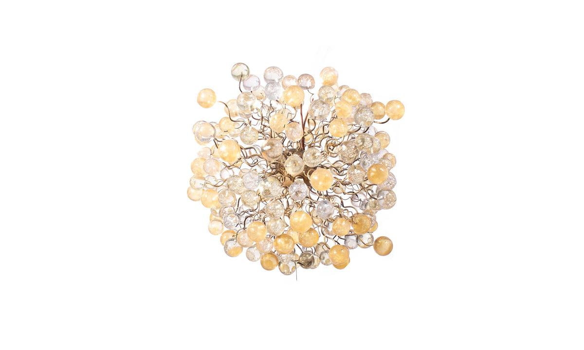 Sparkling Modern Hanging Chandelier with Gold and Clear Bubbles - Elegant and Exclusive Lighting Fixture for Dining Room, Living Room,