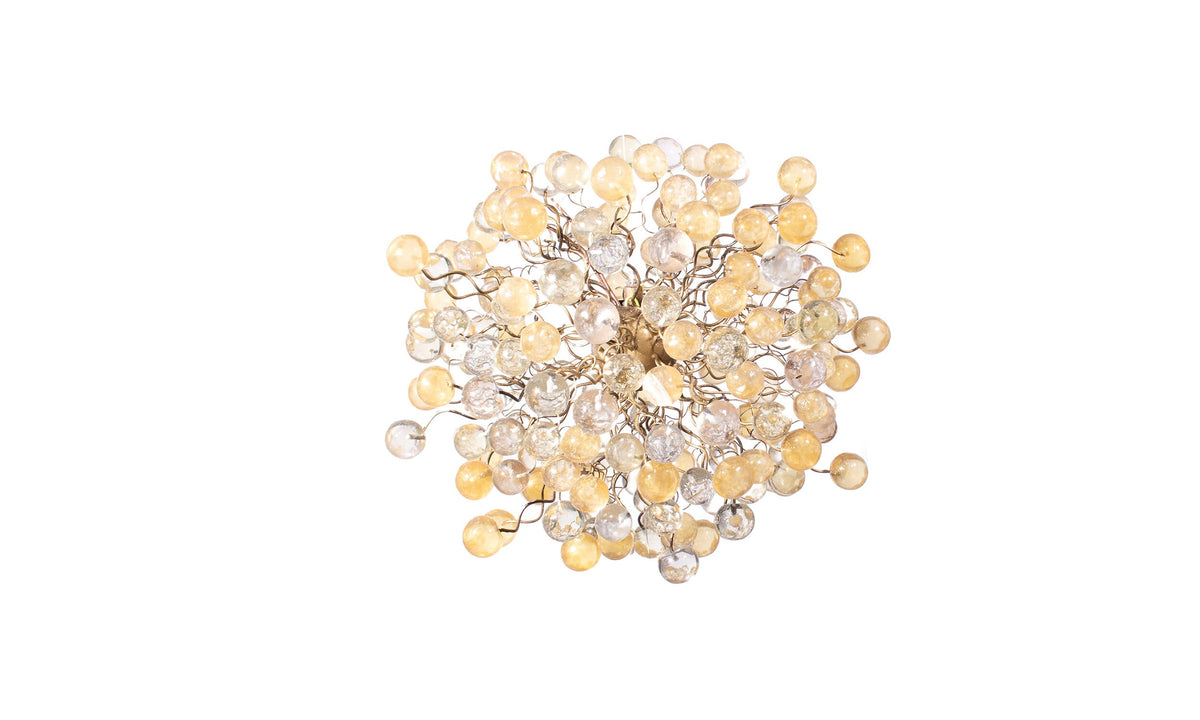 Sparkling Modern Hanging Chandelier with Gold and Clear Bubbles - Elegant and Exclusive Lighting Fixture for Dining Room, Living Room,