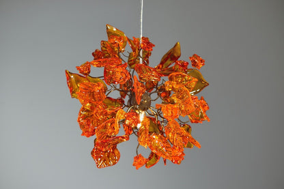 Handmade Orange Flower Ceiling Lamp: Resin Floral Chandelier