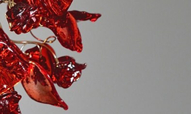 Red Flower Chandelier: Handmade Resin Floral Pendant Light