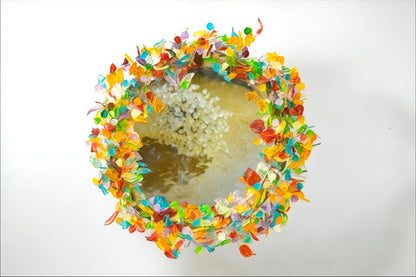 Round Resin Flower Wall Mirror: Decorative LED Light