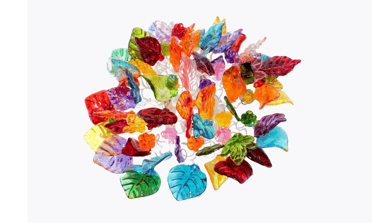 Flush mount ceiling light with multi color flowers and leaves. elegant sconces for ceiling or wall