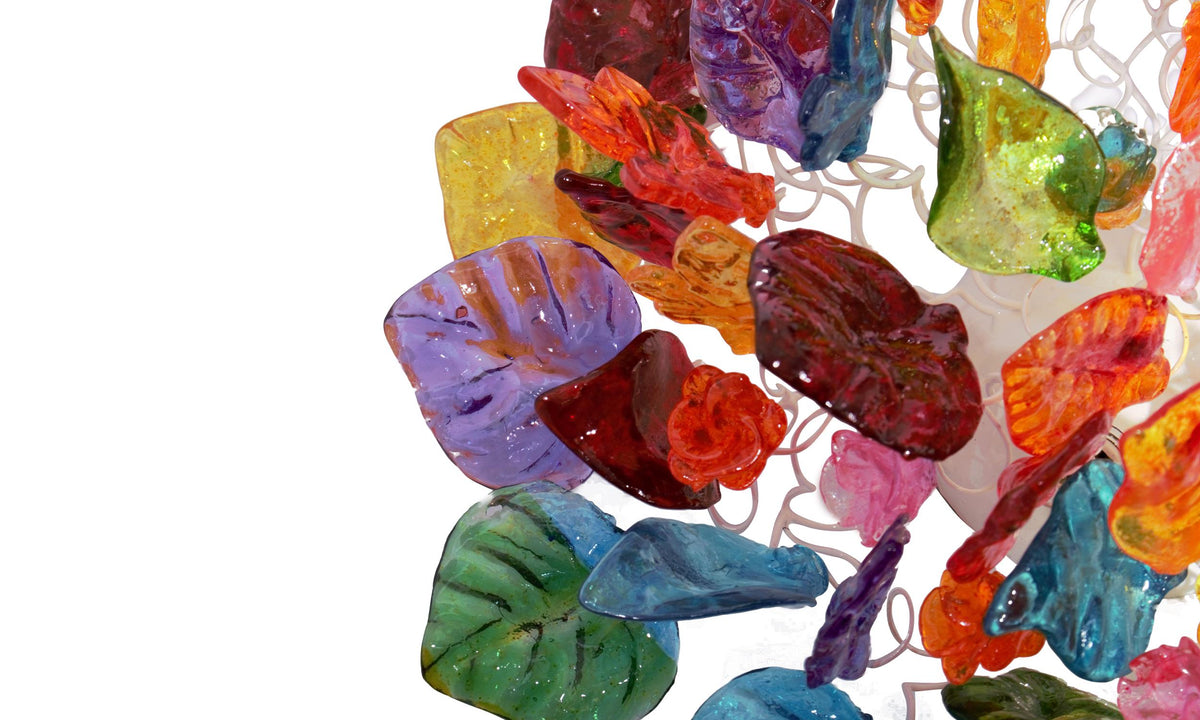 Flush mount ceiling light with multi color flowers and leaves. elegant sconces for ceiling or wall