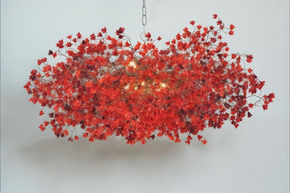 Large Red Flower Chandelier: Unique Hanging Light Fixture