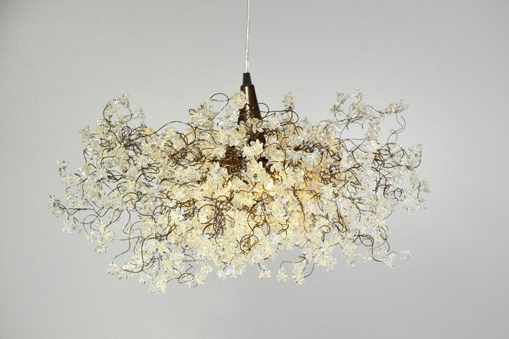 Clear Resin Flower Chandelier: Elegant Ceiling Light Fixture