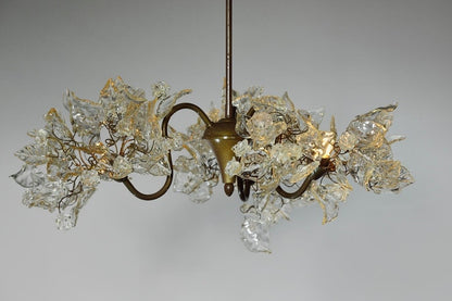 Floral Chandelier: Resin Flowers & Leaves, 3-Arm Dining Room Lighting