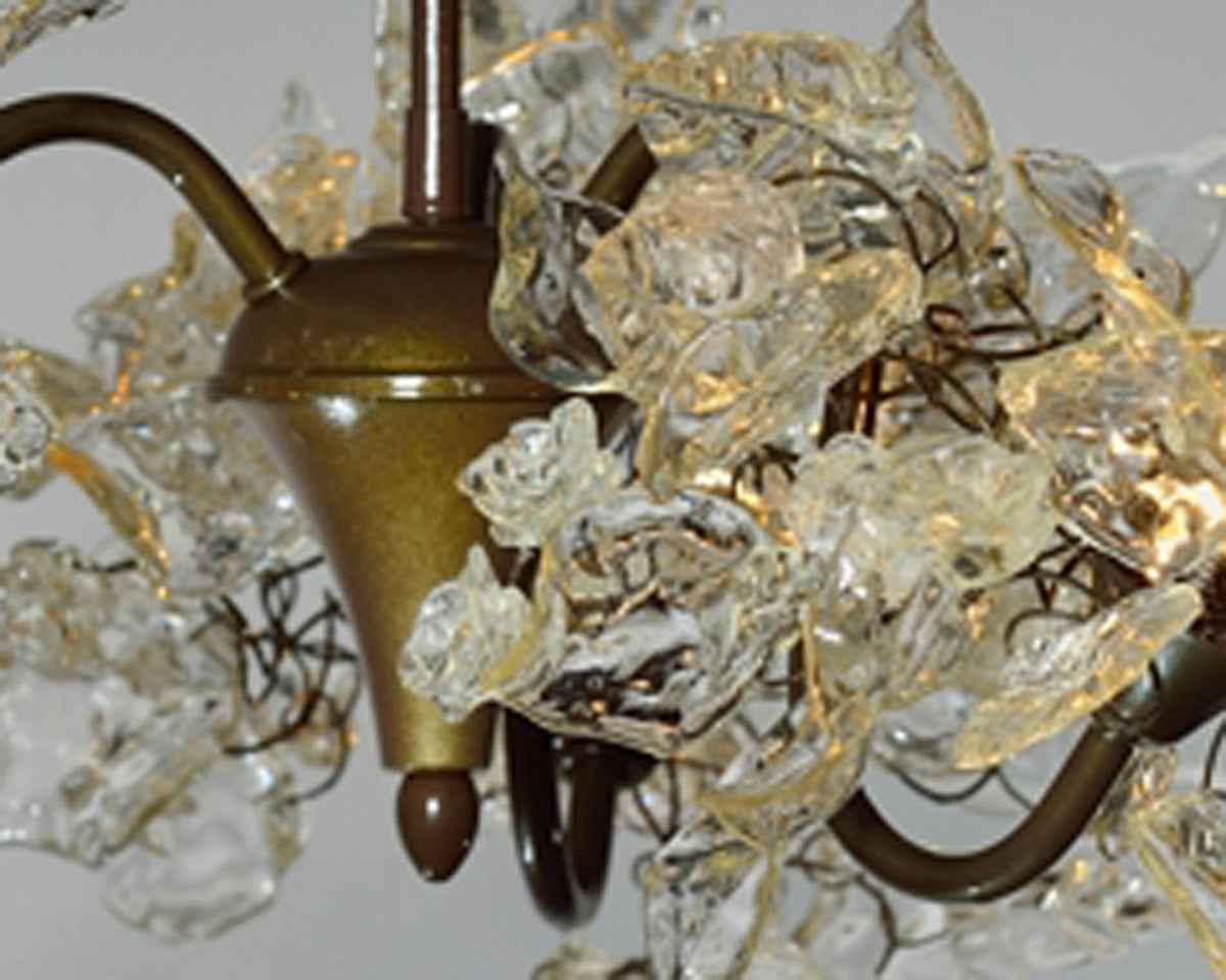 Floral Chandelier: Resin Flowers & Leaves, 3-Arm Dining Room Lighting
