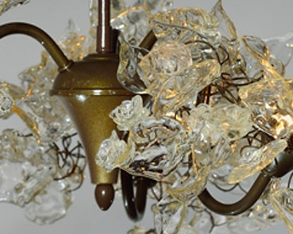 Floral Chandelier: Resin Flowers & Leaves, 3-Arm Dining Room Lighting