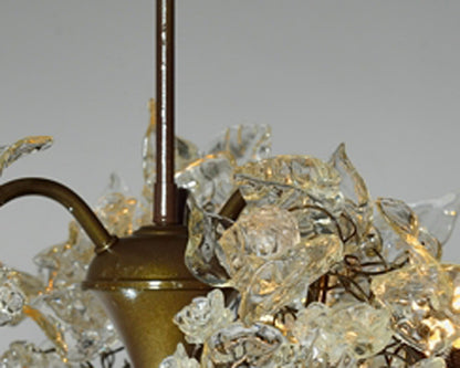 Floral Chandelier: Resin Flowers & Leaves, 3-Arm Dining Room Lighting