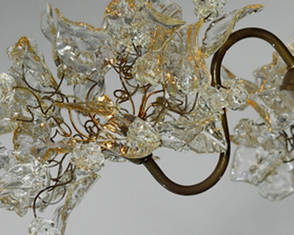 Floral Chandelier: Resin Flowers & Leaves, 3-Arm Dining Room Lighting