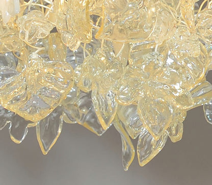 Modern White Floral Chandelier: Resin Leaf & Flowers Ceiling Light Fixture