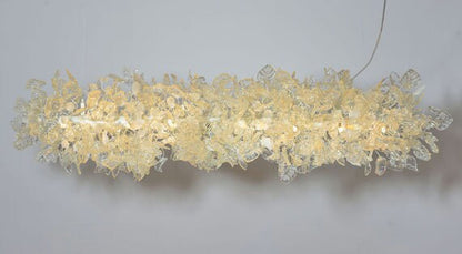 Modern White Floral Chandelier: Resin Leaf & Flowers Ceiling Light Fixture
