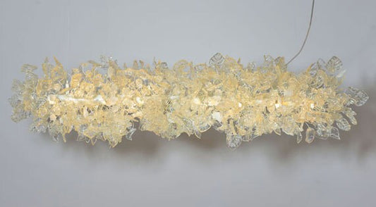 Modern White Floral Chandelier: Resin Leaf & Flowers Ceiling Light Fixture