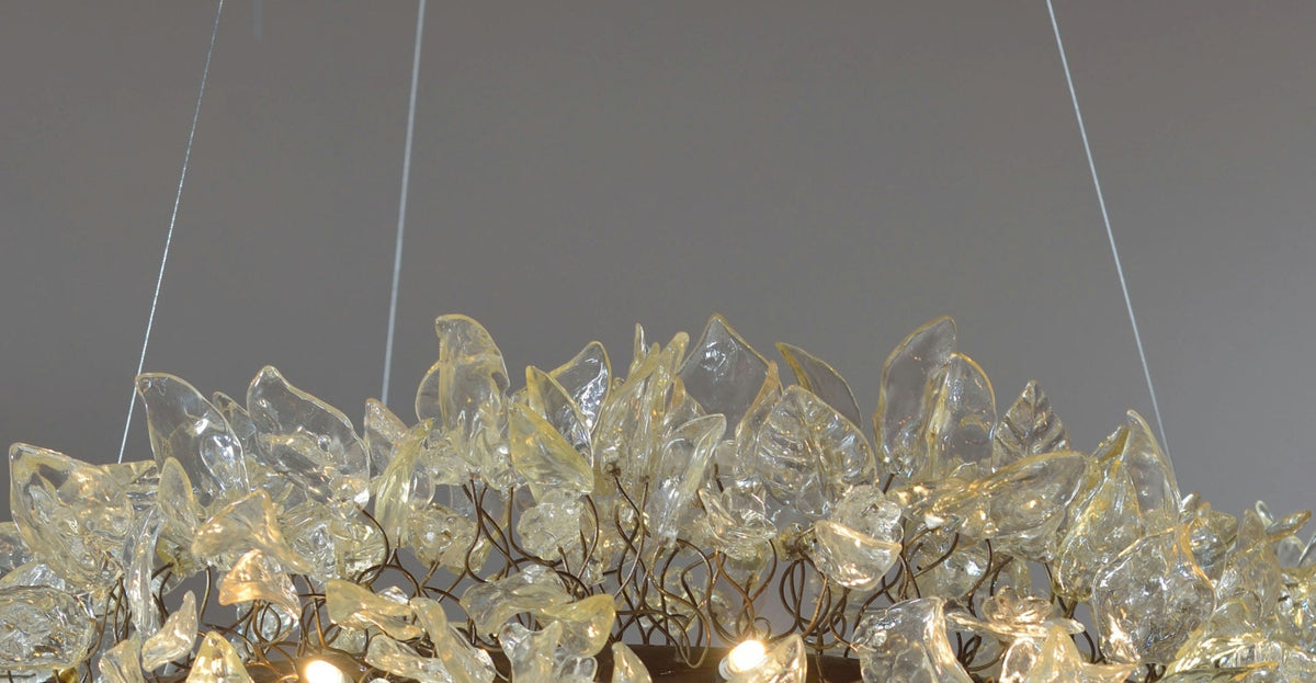 Transparent Resin Flower Chandelier: Handmade Leaf Hanging Ceiling Light Fixture Decor