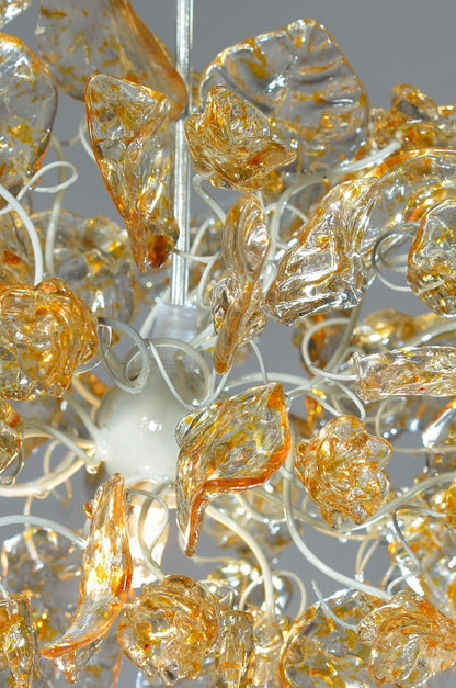 Ceiling light clear flowers and leaves with Amber point colors for bedroom, kitchen island or hall