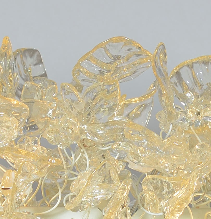 Modern White Floral Chandelier: Resin Leaf & Flowers Ceiling Light Fixture