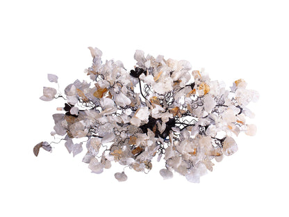 Oval Flush Mount Ceiling Light: Large 34x20 Resin Flowers Leaves Gold White G9 Bulb
