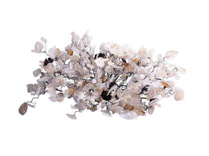 Oval Flush Mount Ceiling Light: Large 34x20 Resin Flowers Leaves Gold White G9 Bulb