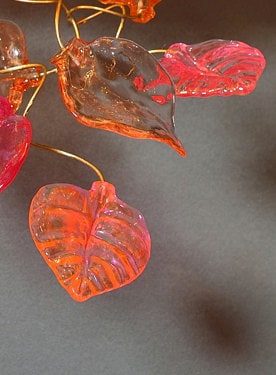 Double bouquet wall lamp - Sconces with flowers at pink orange color, handmade sconce