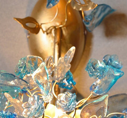 Blue Resin Flower Wall Sconce: Handmade Floral Wall Lighting