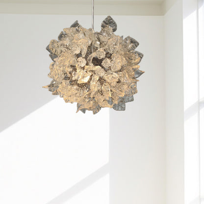 Clear Resin Flower Chandelier: Modern Hanging Light, 13" Diameter