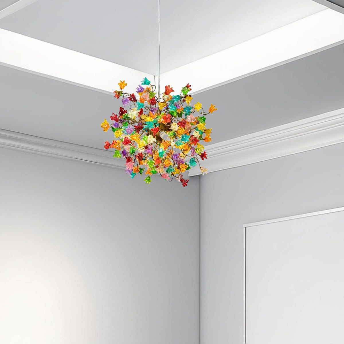 Rainbow Flower Ceiling Lamp: Handmade Resin Lighting Fixture