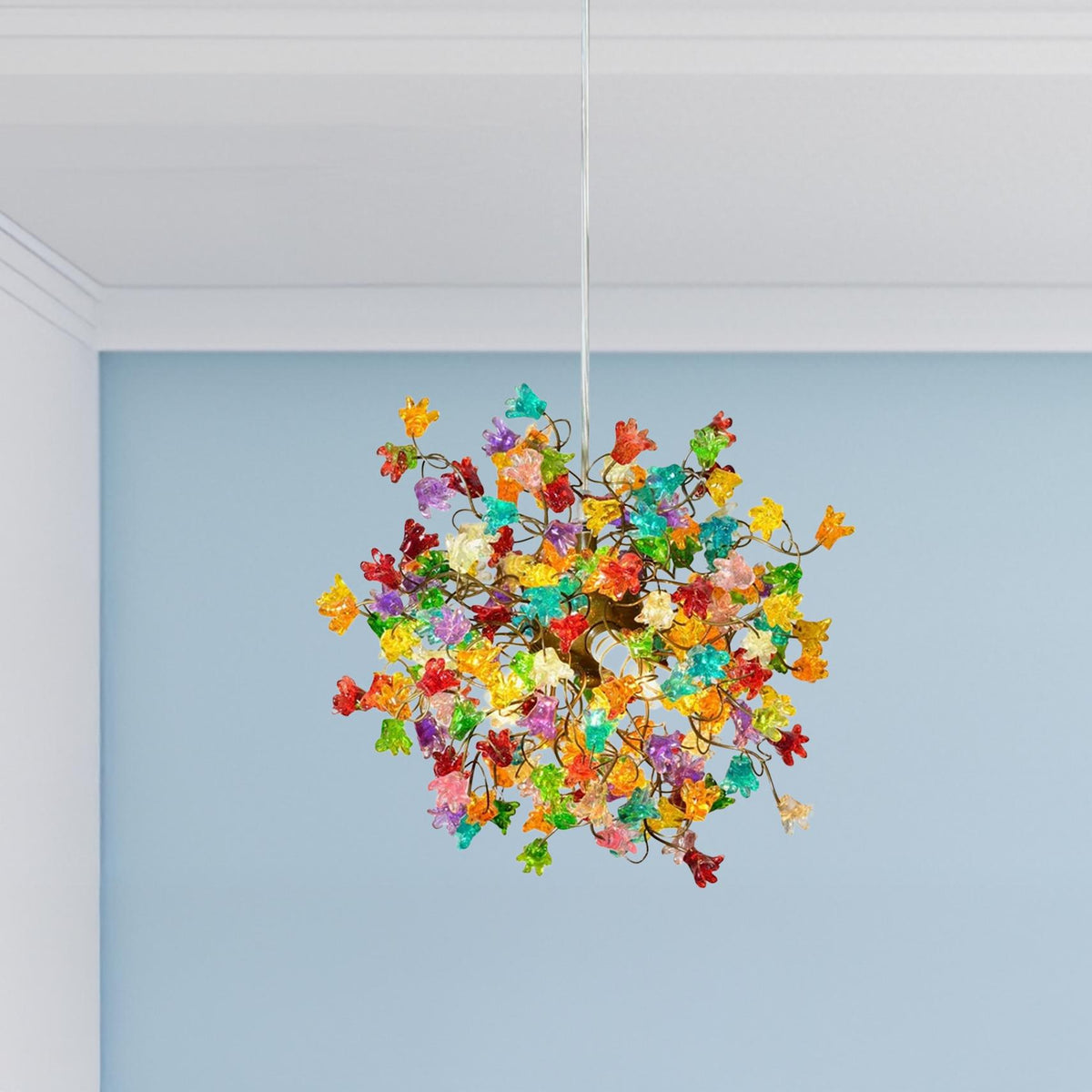 Rainbow Flower Ceiling Lamp: Handmade Resin Lighting Fixture