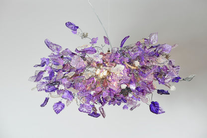 Violet Flower Chandelier: Large Resin Floral Hanging Light