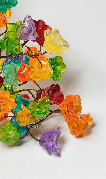 Resin Flower Wall Sconce: Colorful Handmade Up Light