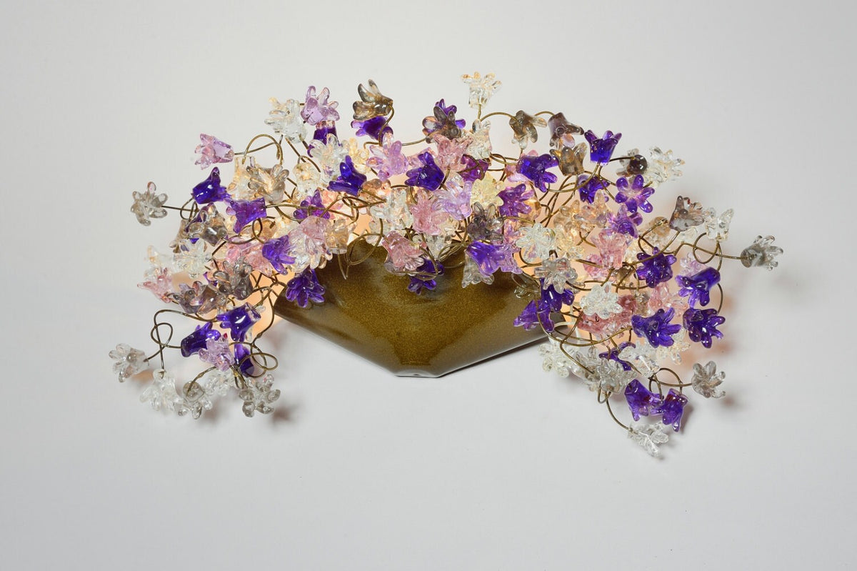 Handmade Resin Flower Wall Sconce: Gray & Purple Whimsical Lighting