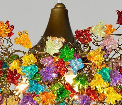 Rainbow Flower Chandelier: Handmade Resin Floral Ceiling Light