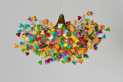 Rainbow Flower Chandelier: Handmade Resin Floral Ceiling Light