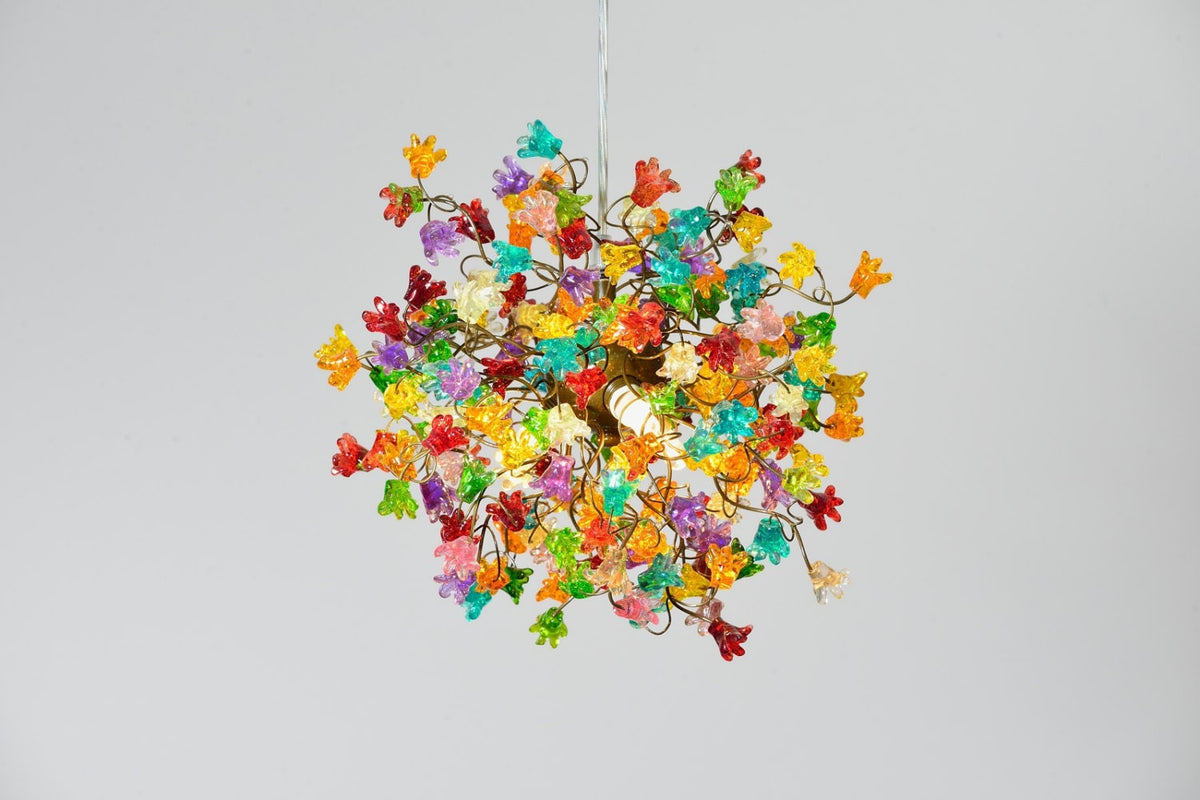 Rainbow Flower Ceiling Lamp: Handmade Resin Lighting Fixture
