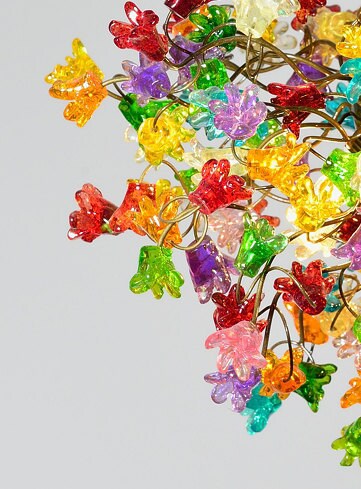 Rainbow Flower Ceiling Lamp: Handmade Resin Lighting Fixture