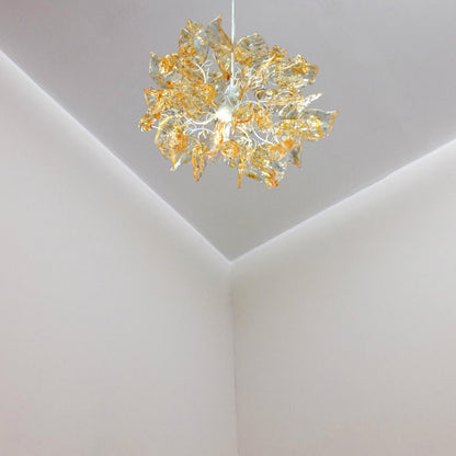 Ceiling light clear flowers and leaves with Amber point colors for bedroom, kitchen island or hall